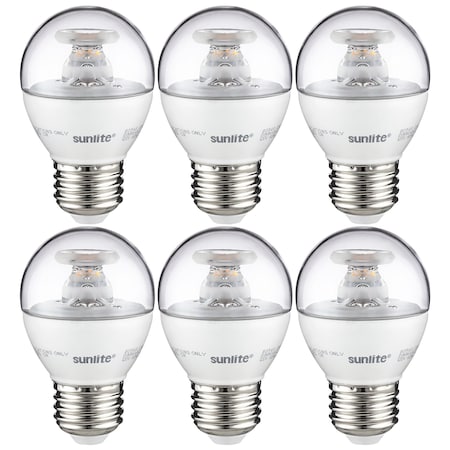 Sunlite LED G16 Globe Light Bulb, 7W 60W=, 500 Lumens, Dimmable, Medium E26 Base, 6PK 40290-NS